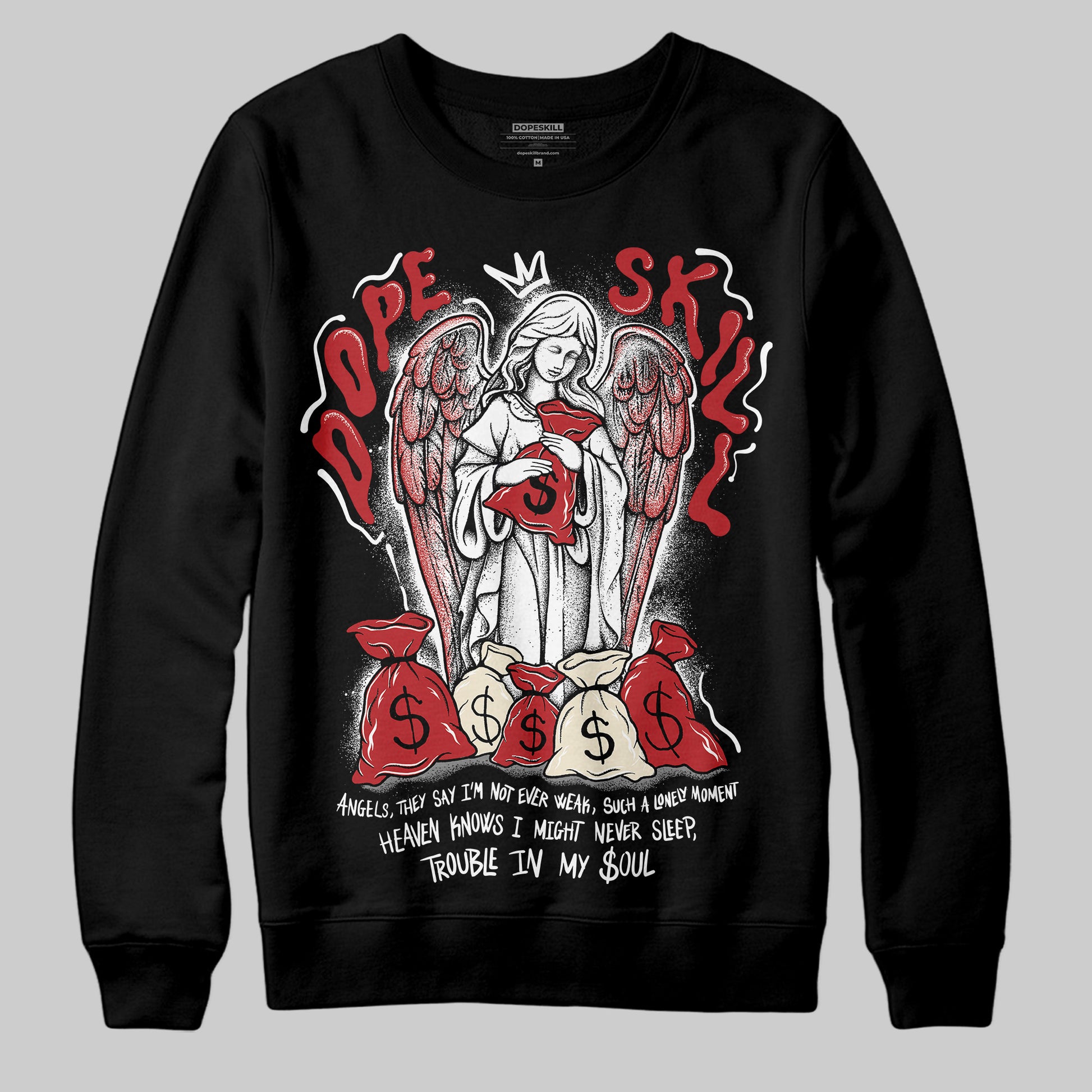 Jordan 1 Retro High OG Black Toe Reimagined DopeSkill Sweatshirt Angels Graphic Streetwear - Black