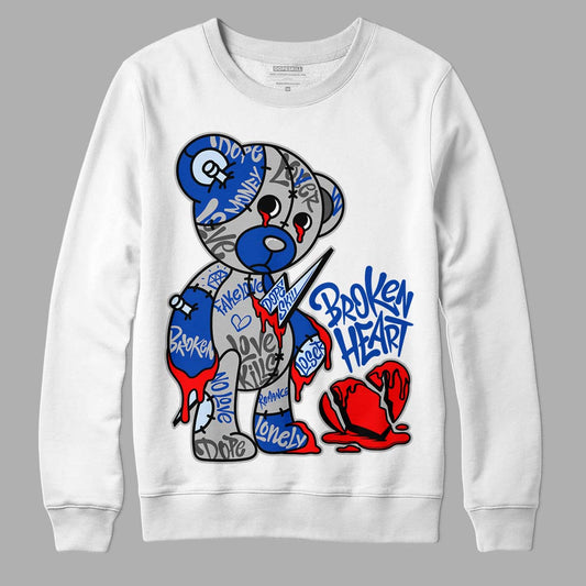 Jordan 5 Racer Blue DopeSkill Sweatshirt Broken Heart Graphic Streetwear - White