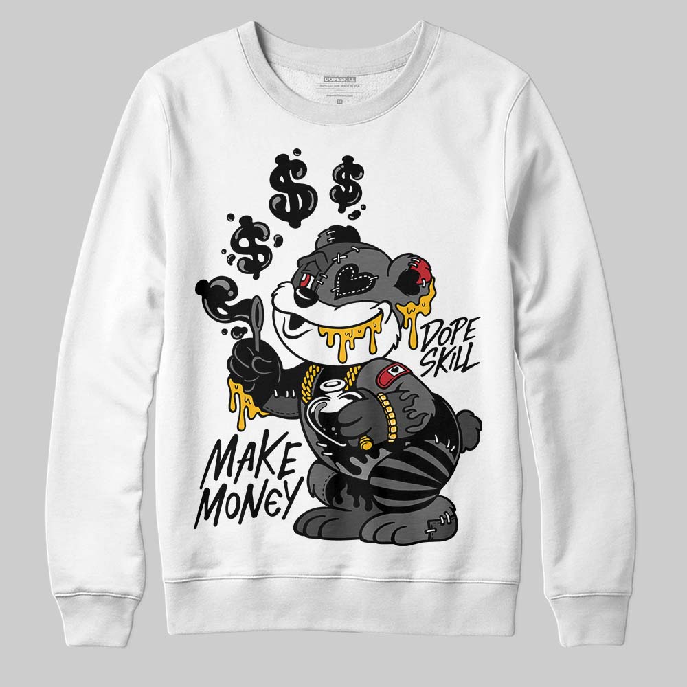 Jordan 4 “Black Cat” (2025) DopeSkill Sweatshirt Make Money Graphic Streetwear - White 