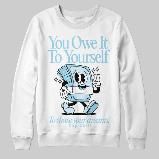 Vans Knu Stack Vintage Satin Dream Blue DopeSkill Sweatshirt Owe It To Yourself Graphic Streetwear - White