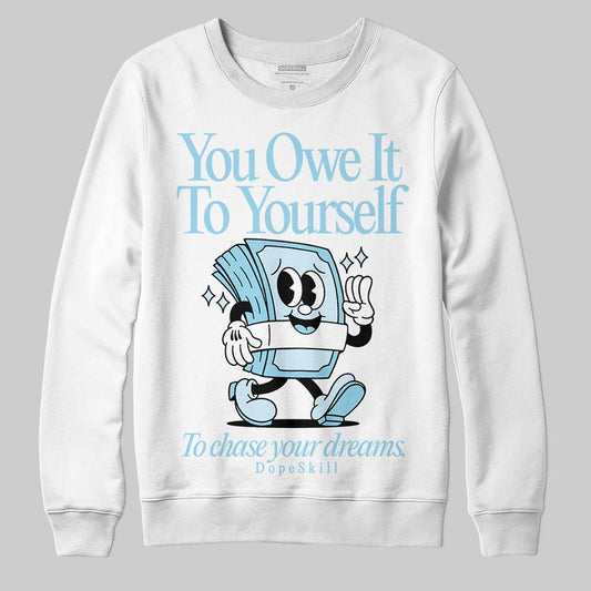 Vans Knu Stack Vintage Satin Dream Blue DopeSkill Sweatshirt Owe It To Yourself Graphic Streetwear - White