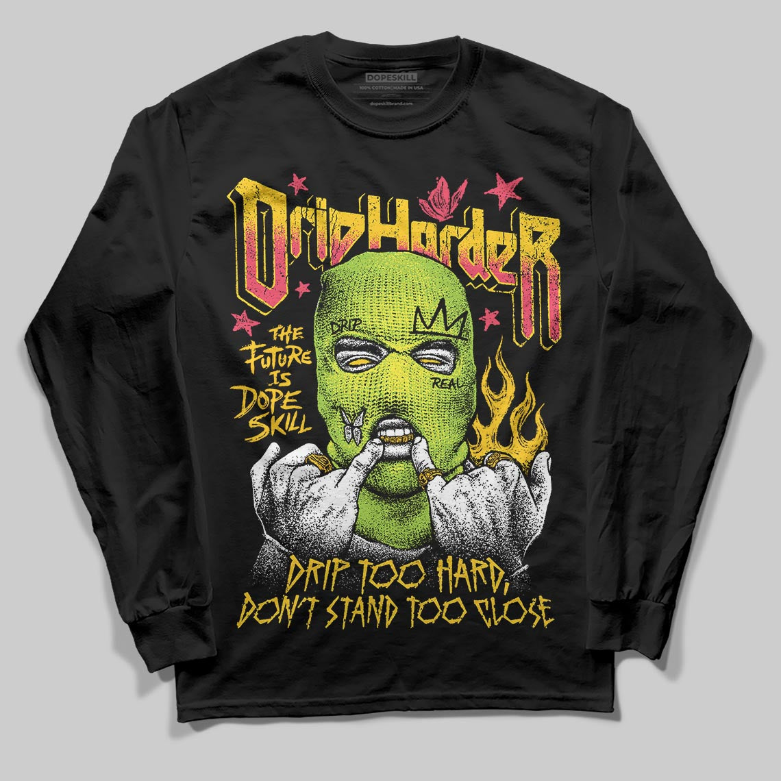 Yellow Sneakers DopeSkill Long Sleeve T-Shirt Drip Harder Graphic Streetwear - Black