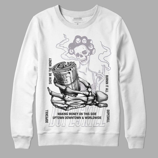 Jordan 2 Cement Grey DopeSkill Sweatshirt Show Me The Money Graphic Streetwear - White