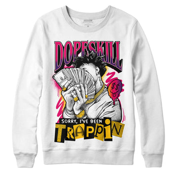 Jordan 3 Retro SP J Balvin Medellín Sunset DopeSkill Sweatshirt Sorry I've Been Trappin Graphic Streetwear - White