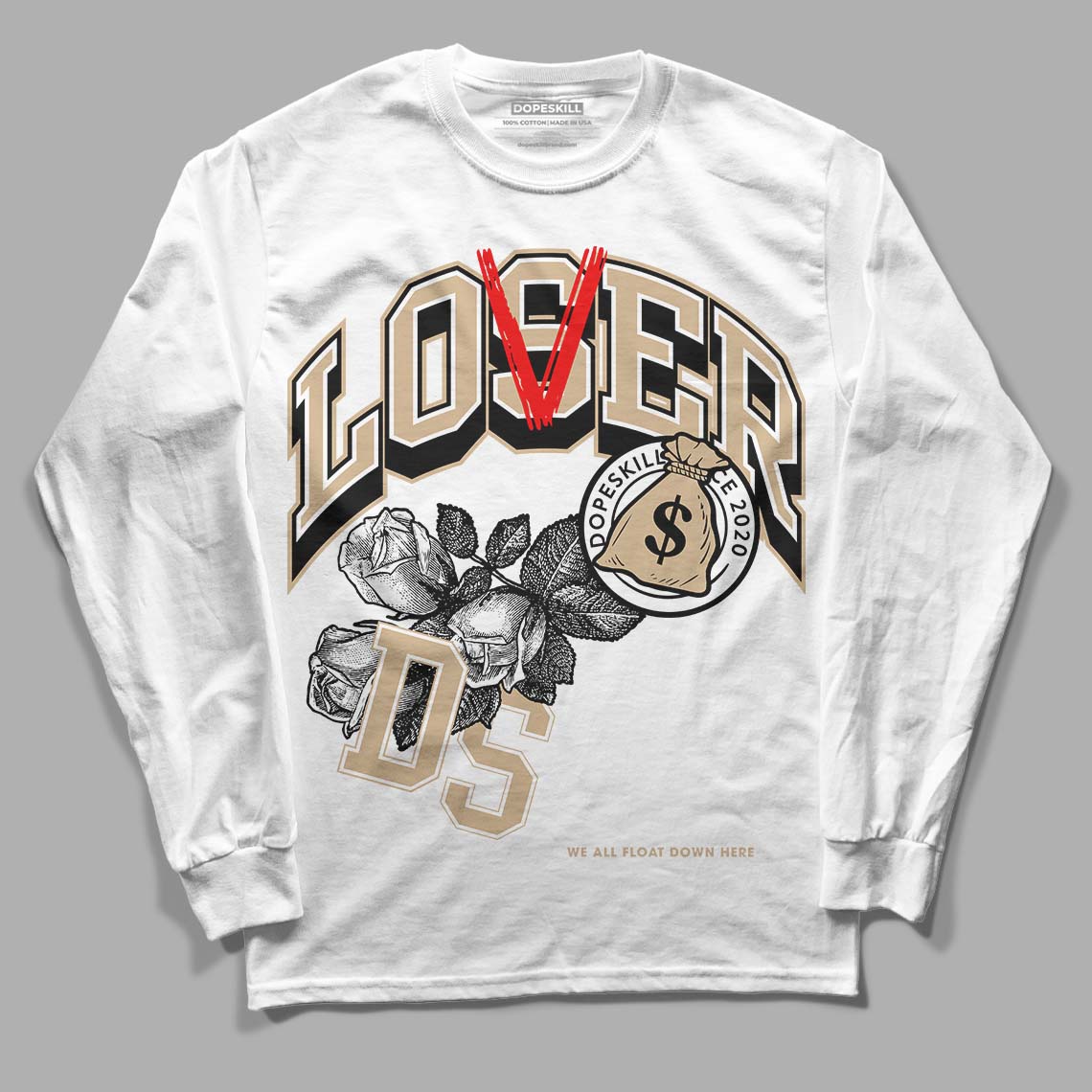 TAN Sneakers DopeSkill Long Sleeve T-Shirt Loser Lover Graphic Streetwear - White