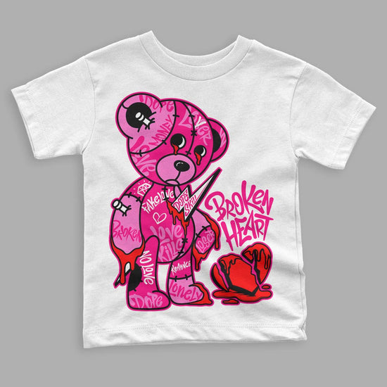 Jordan 1 Low GS “Fierce Pink” Dopeskill Toddler Kids T-shirt Broken Heart Graphic Streetwear - White 