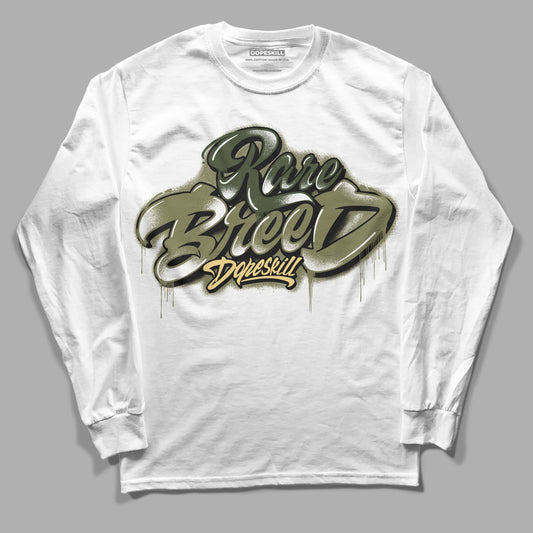 Jordan 4 Retro SE Craft Medium Olive DopeSkill Long Sleeve T-Shirt Rare Breed Type Graphic Streetwear - White