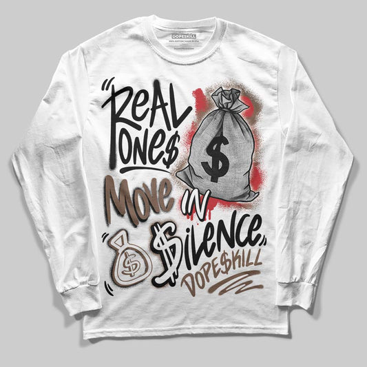 Jordan 9 'Olive' DopeSkill Long Sleeve T-Shirt Real Ones Move In Silence Graphic Streetwear - White