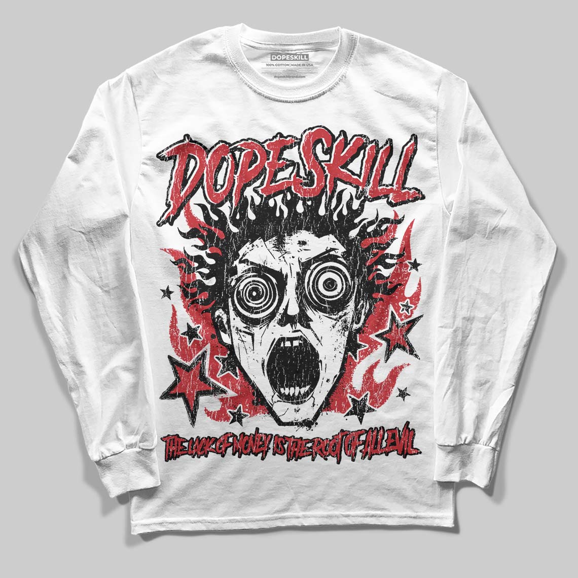 Jordan 4 “Flight Club” DopeSkill Long Sleeve T-Shirt Root of Evil Graphic Streetwear - White