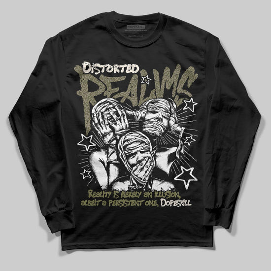 Jordan 3 “Medium Olive” aka “Family Affair” DopeSkill Long Sleeve T-Shirt Distorted Realms Graphic Streetwear - black