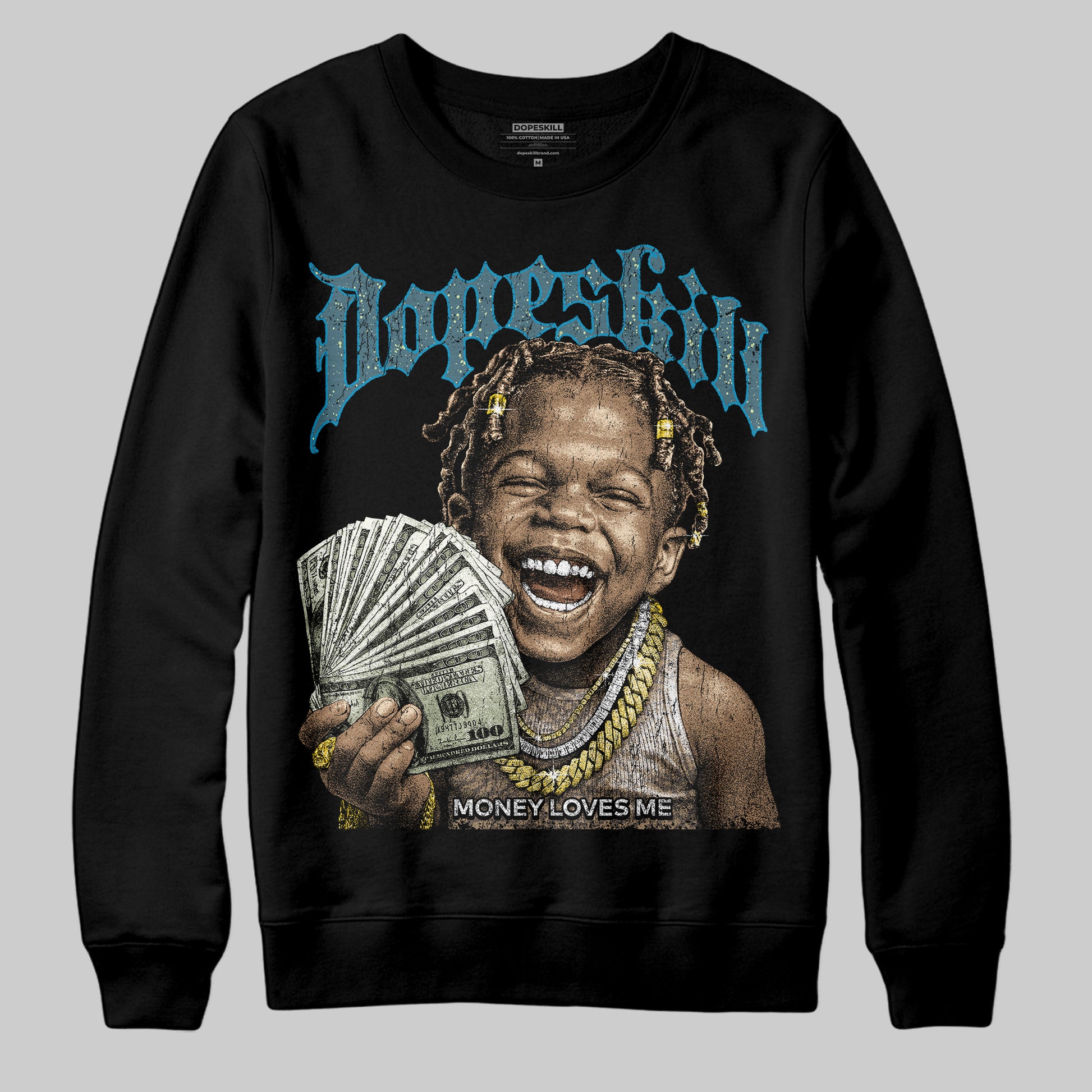 Jordan 3 GS “We Outside” DopeSkill Sweatshirt Money Loves Me Graphic Streetwear - black