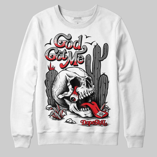 Grey Sneakers DopeSkill Sweatshirt God Got Me Graphic Streetwear - White 