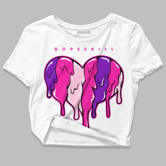 Pink Sneakers DopeSkill Women's Crop Top Slime Drip Heart Graphic Streetwear - White 