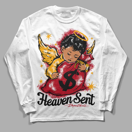 Jordan 7 Retro Cardinal DopeSkill Long Sleeve T-Shirt Heaven Sent Graphic Streetwear - White