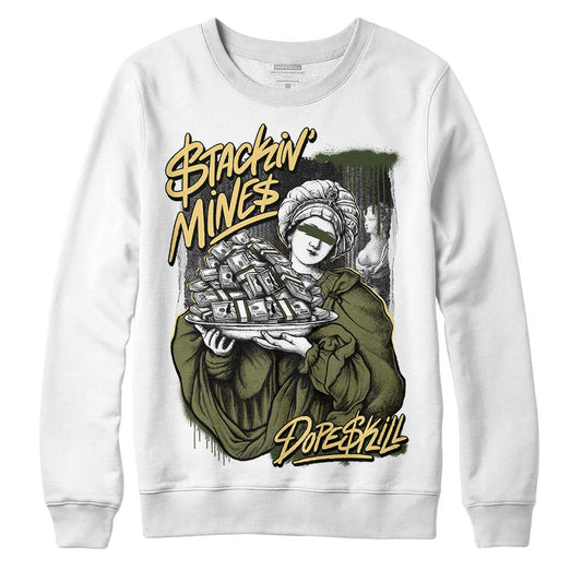 Jordan 4 Retro SE Craft Medium Olive DopeSkill Sweatshirt Stackin Mines Graphic Streetwear - White