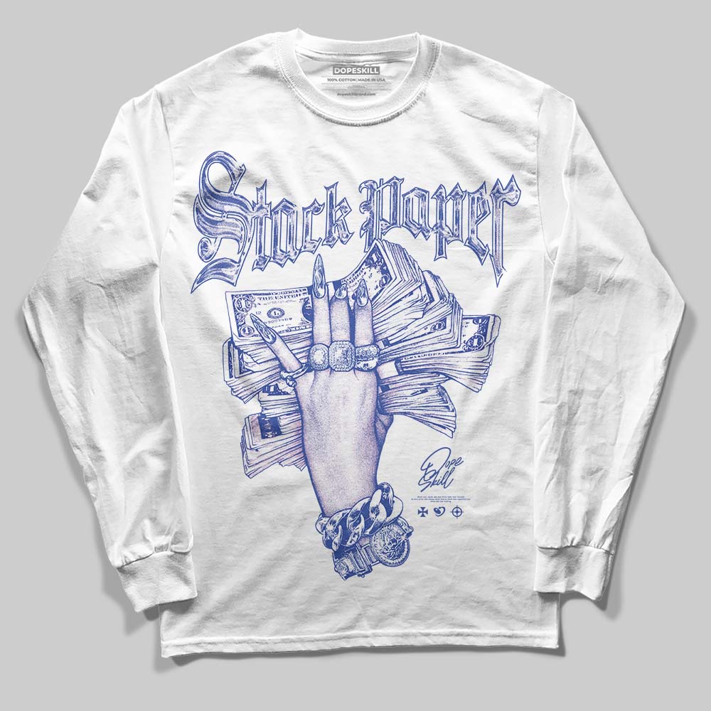 Royal Blue Sneakers DopeSkill Long Sleeve T-Shirt Stack Paper Graphic Streetwear - White