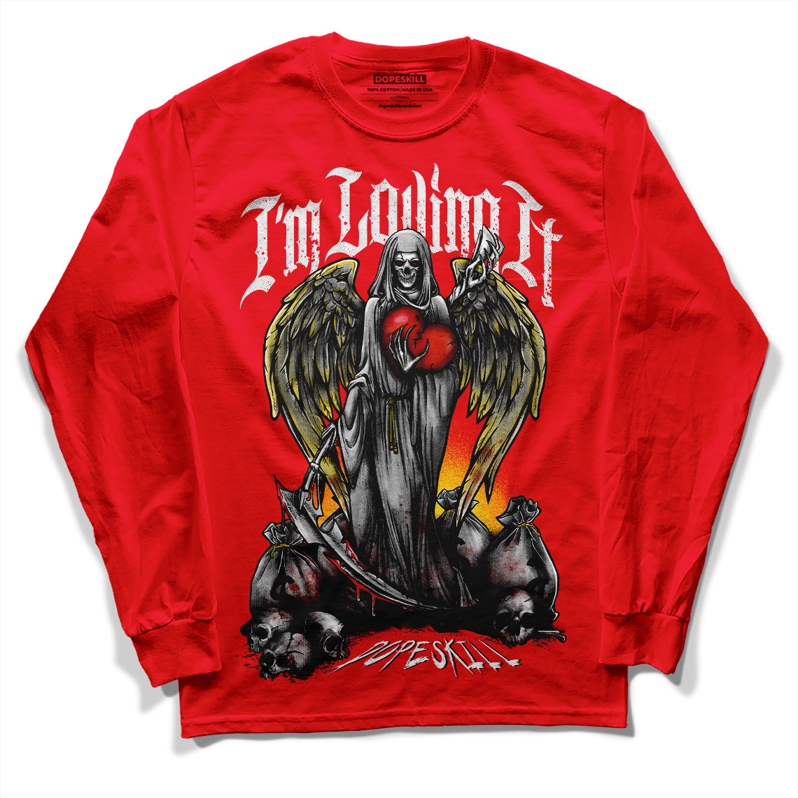 Jordan 4 Red Thunder DopeSkill Red Long Sleeve T-Shirt New I'm Loving It Graphic Streetwear