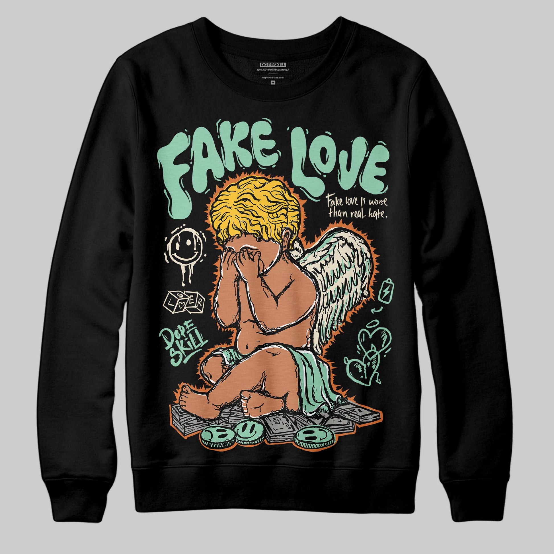 SB Dunk Low Rodeo Tourmaline DopeSkill Sweatshirt False Love Graphic Streetwear - black