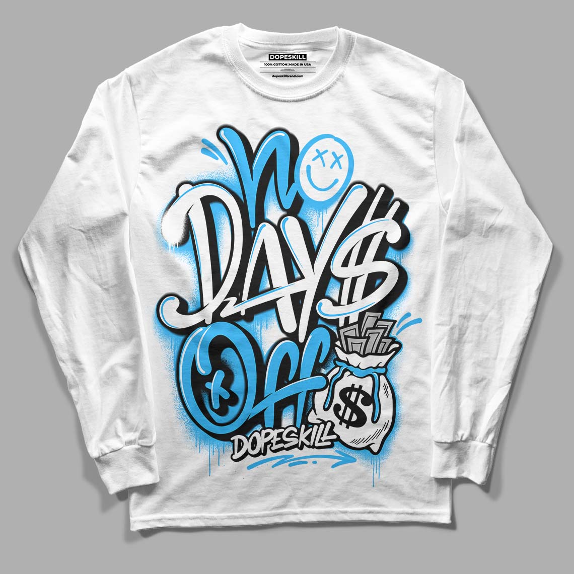 Jordan 2 Low "University Blue" DopeSkill Long Sleeve T-Shirt No Days Off Graphic Streetwear - White