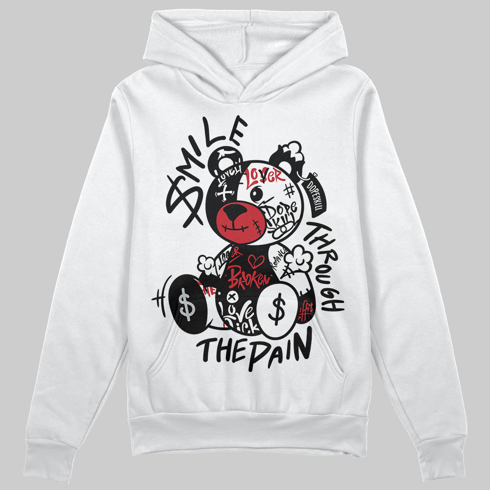 Jordan 11 “Bred Velvet” DopeSkill Hoodie Sweatshirt Smile Through The Pain Graphic Streetwear - White