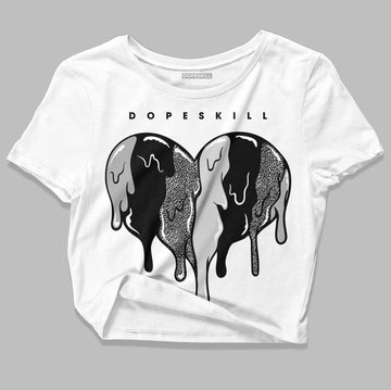 Jordan 3 “Off Noir” DopeSkill Women's Crop Top Slime Drip Heart Graphic Streetwear - White 