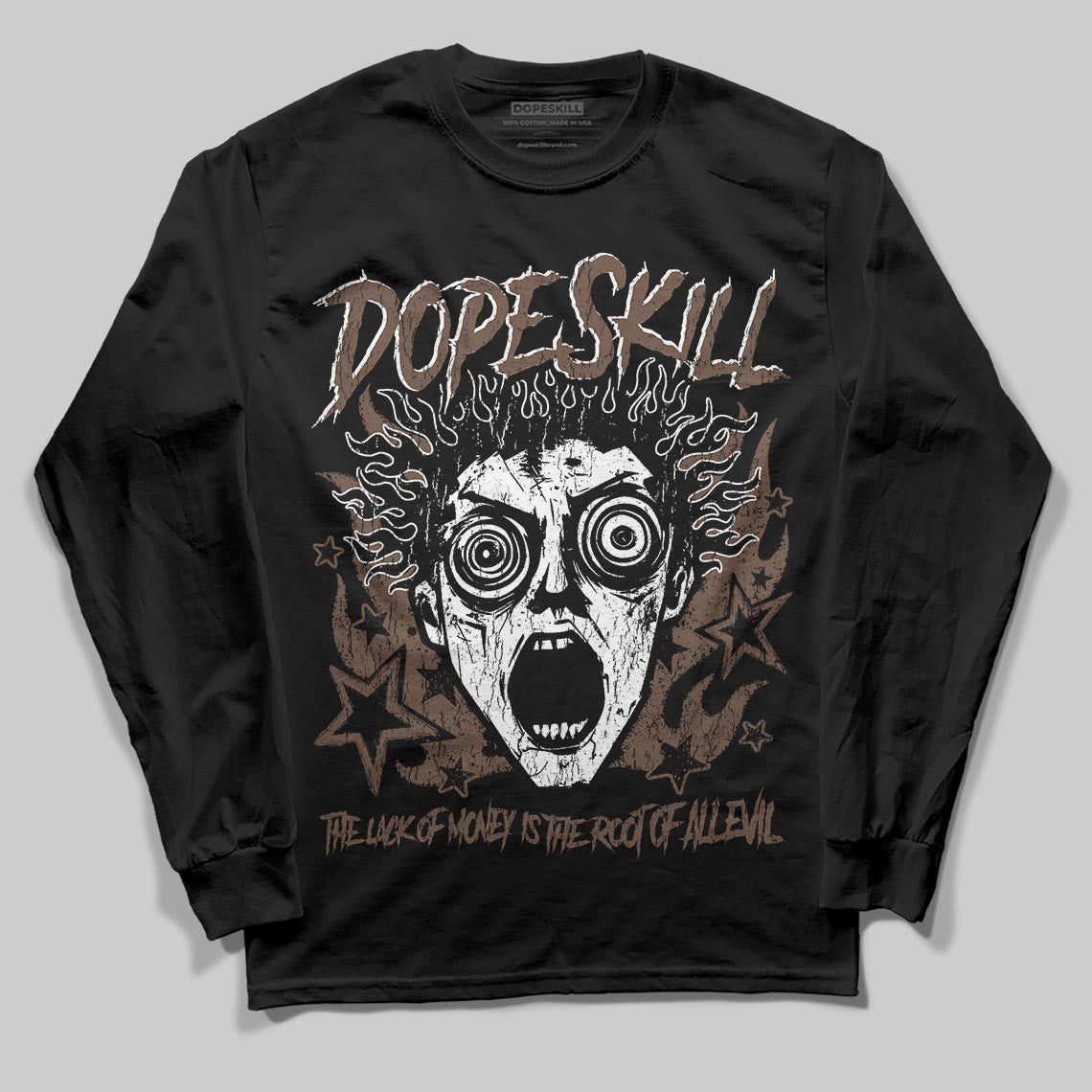 A Ma Maniére x Air Jordan 4 “Dark Mocha” DopeSkill Long Sleeve T-Shirt Root of Evil Graphic Streetwear - black