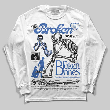 Awake NY x Jordan 5 Retro 'Black Racer Blue' DopeSkill Long Sleeve T-Shirt Broken Bones Graphic Streetwear - White 