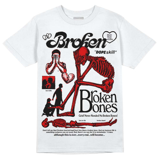 Jordan 4 Retro Red Cement DopeSkill T-Shirt Broken Bones Graphic Streetwear - White