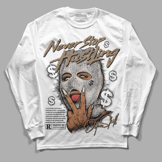 Jordan 5 SE “Sail” DopeSkill Long Sleeve T-Shirt Never Stop Hustling Graphic Streetwear - White