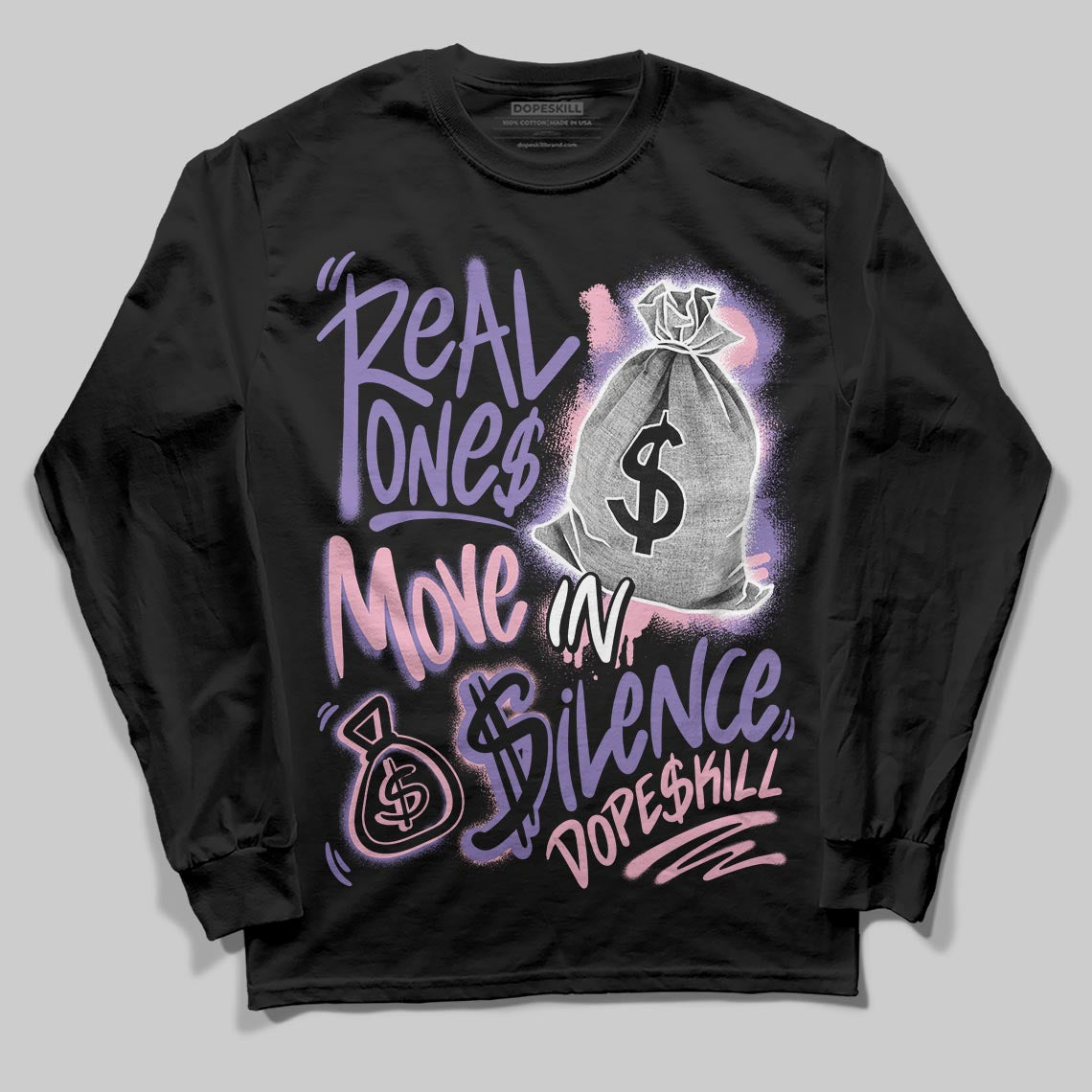 Jordan 11 "Mojave" DopeSkill Long Sleeve T-Shirt Real Ones Move In Silence Graphic Streetwear - Black