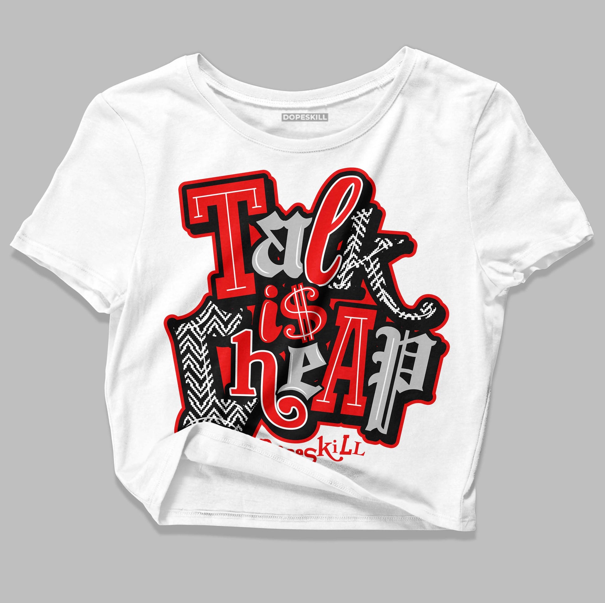 Jordan 12 “Cherry” DopeSkill Women's Crop Top Talk Is Chip Graphic Streetwear - White 