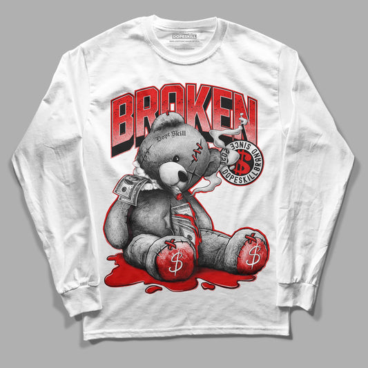 Jordan 4 Retro Red Cement DopeSkill Long Sleeve T-Shirt Sick Bear Graphic Streetwear - White 