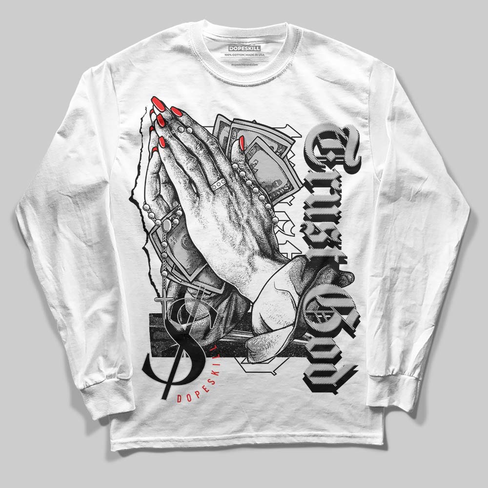 Jordan Spizike Low Bred DopeSkill Long Sleeve T-Shirt Trust God Graphic Streetwear - White