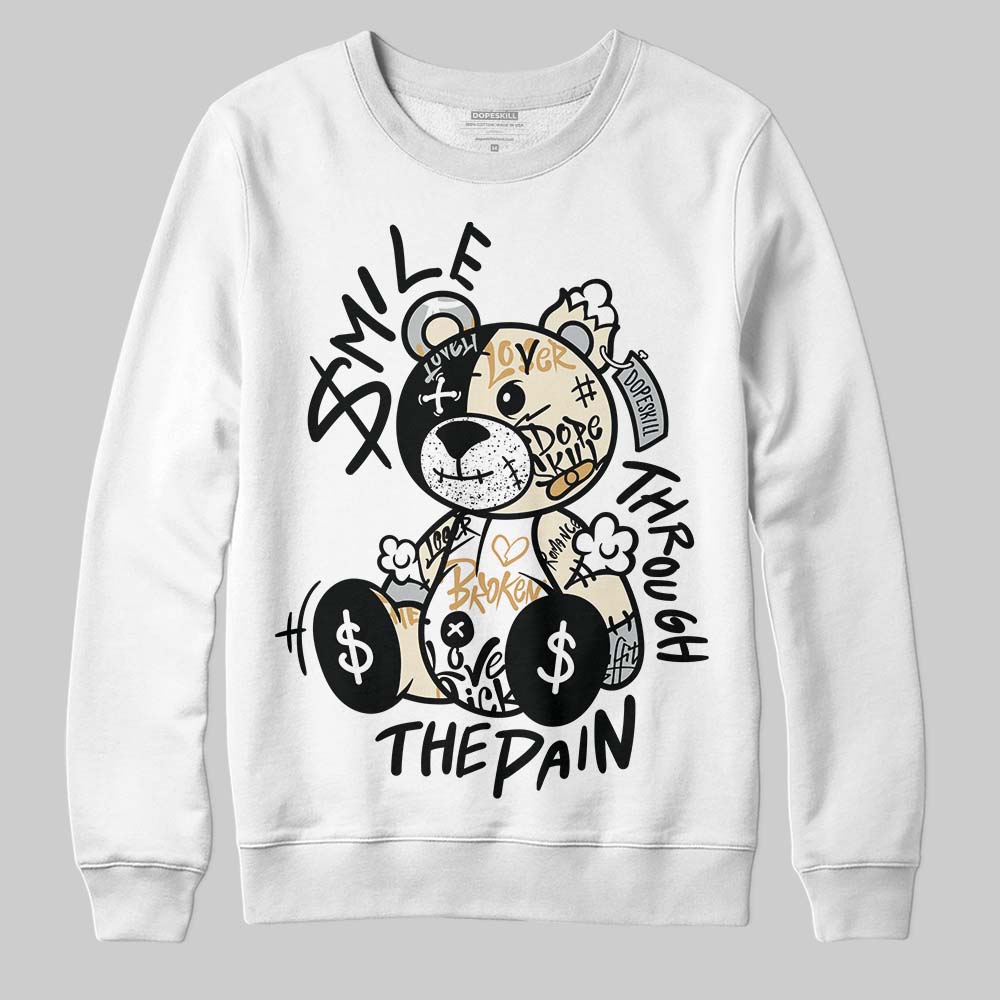 Jordan 5 Retro Reverse Metallic DopeSkill Sweatshirt Smile Through The Pain Graphic Streetwear - White