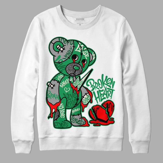 Jordan 3 WMNS “Lucky Green” DopeSkill Sweatshirt Broken Heart Graphic Streetwear - White