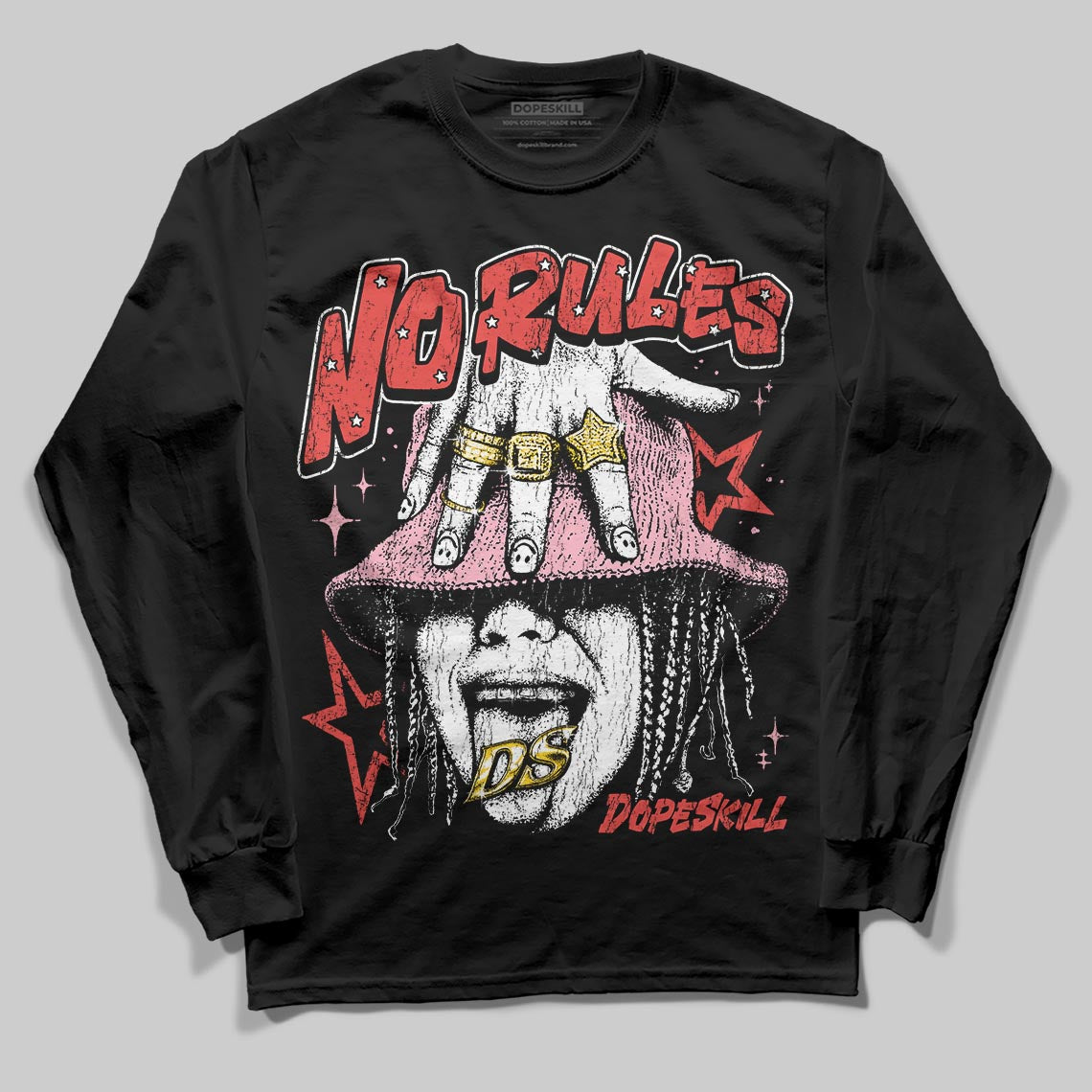 Red Sneakers DopeSkill Long Sleeve T-Shirt No Rules Graphic Streetwear - black