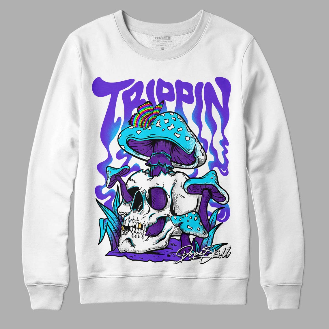 Jordan 6 "Aqua" DopeSkill Sweatshirt Trippin Graphic Streetwear - White