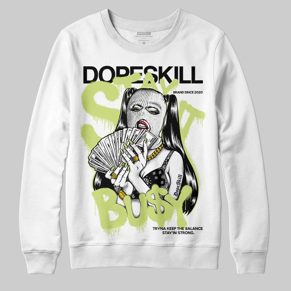 Jordan 5 “Luminous Green” DopeSkill Sweatshirt Stay It Busy Graphic Streetwear - White