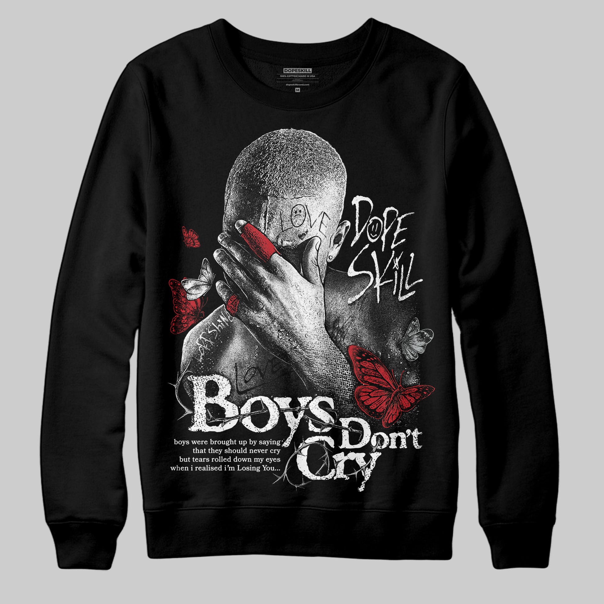 Jordan 11 “Bred Velvet” DopeSkill Sweatshirt Boys Don't Cry Graphic Streetwear - Black