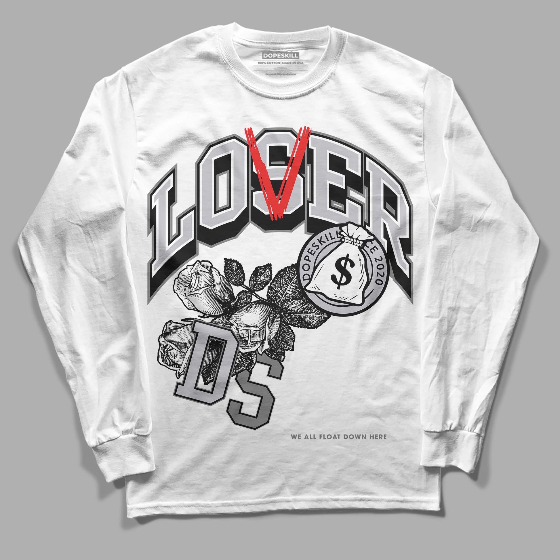 Grey Sneakers DopeSkill Long Sleeve T-Shirt Loser Lover Graphic Streetwear - White