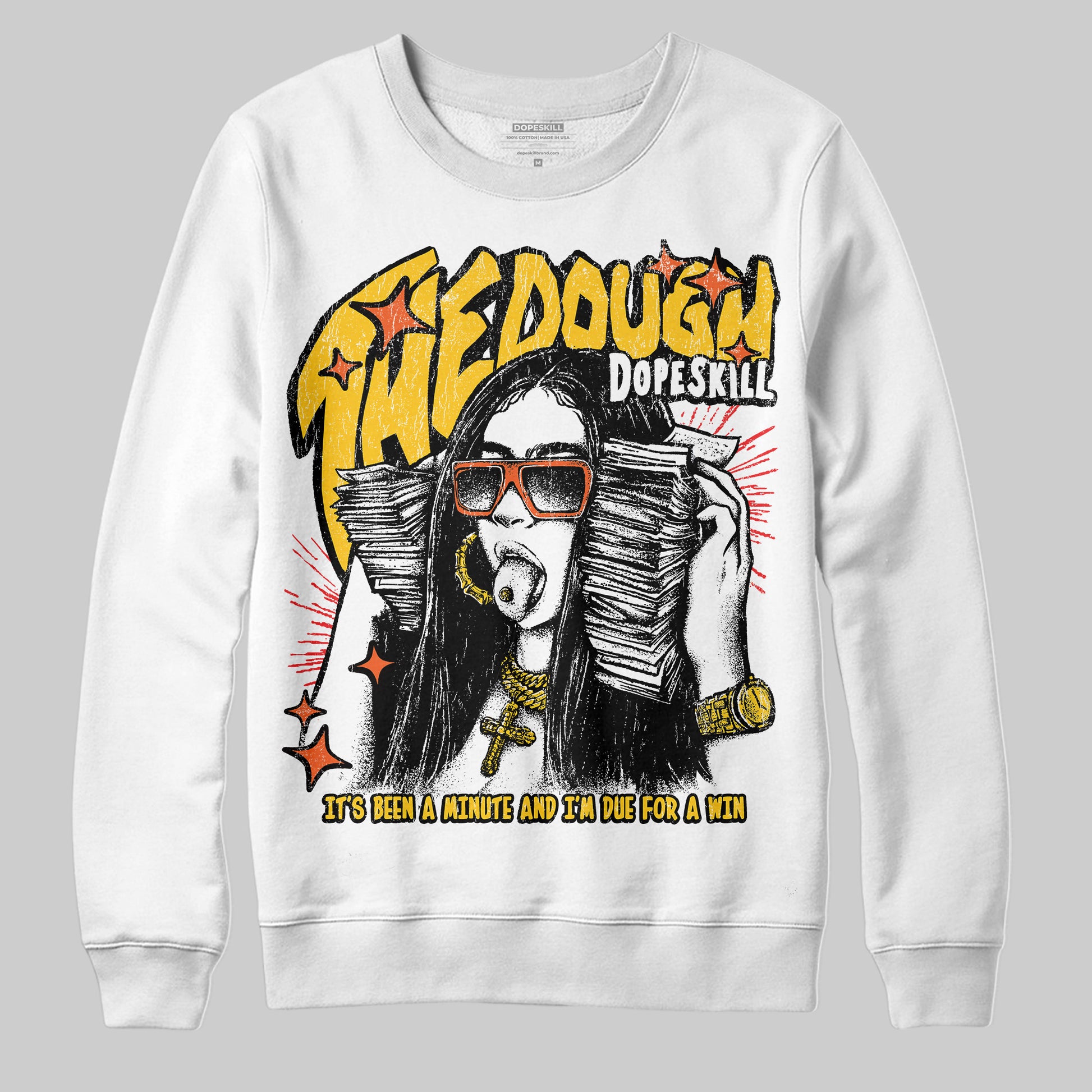 Yellow Sneakers DopeSkill Sweatshirt The Dough Graphic Streetwear - White