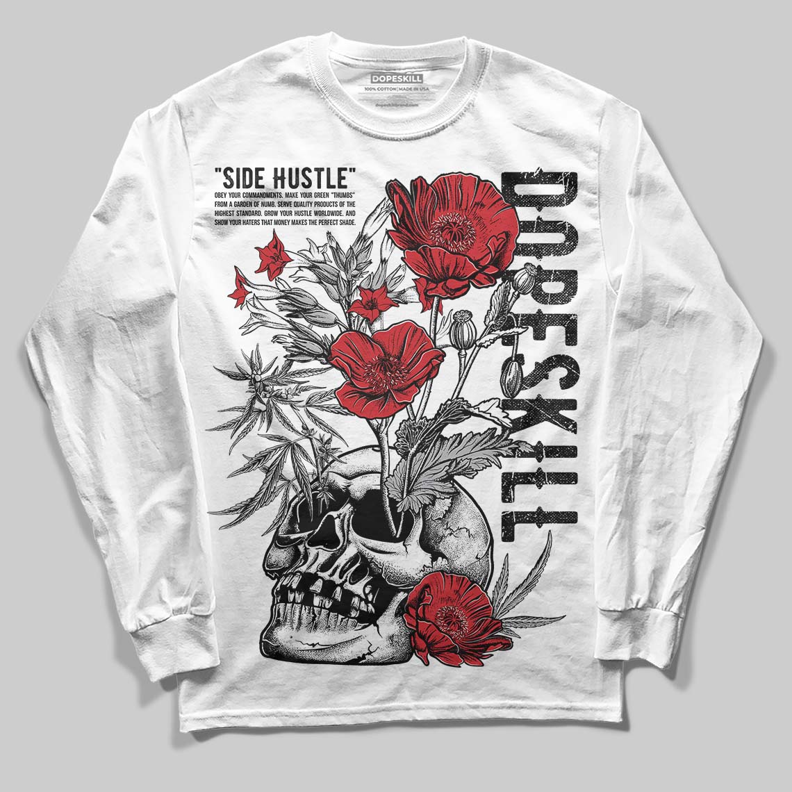 Jordan 4 OG “White Cement” DopeSkill Long Sleeve T-Shirt Side Hustle Graphic Streetwear - White