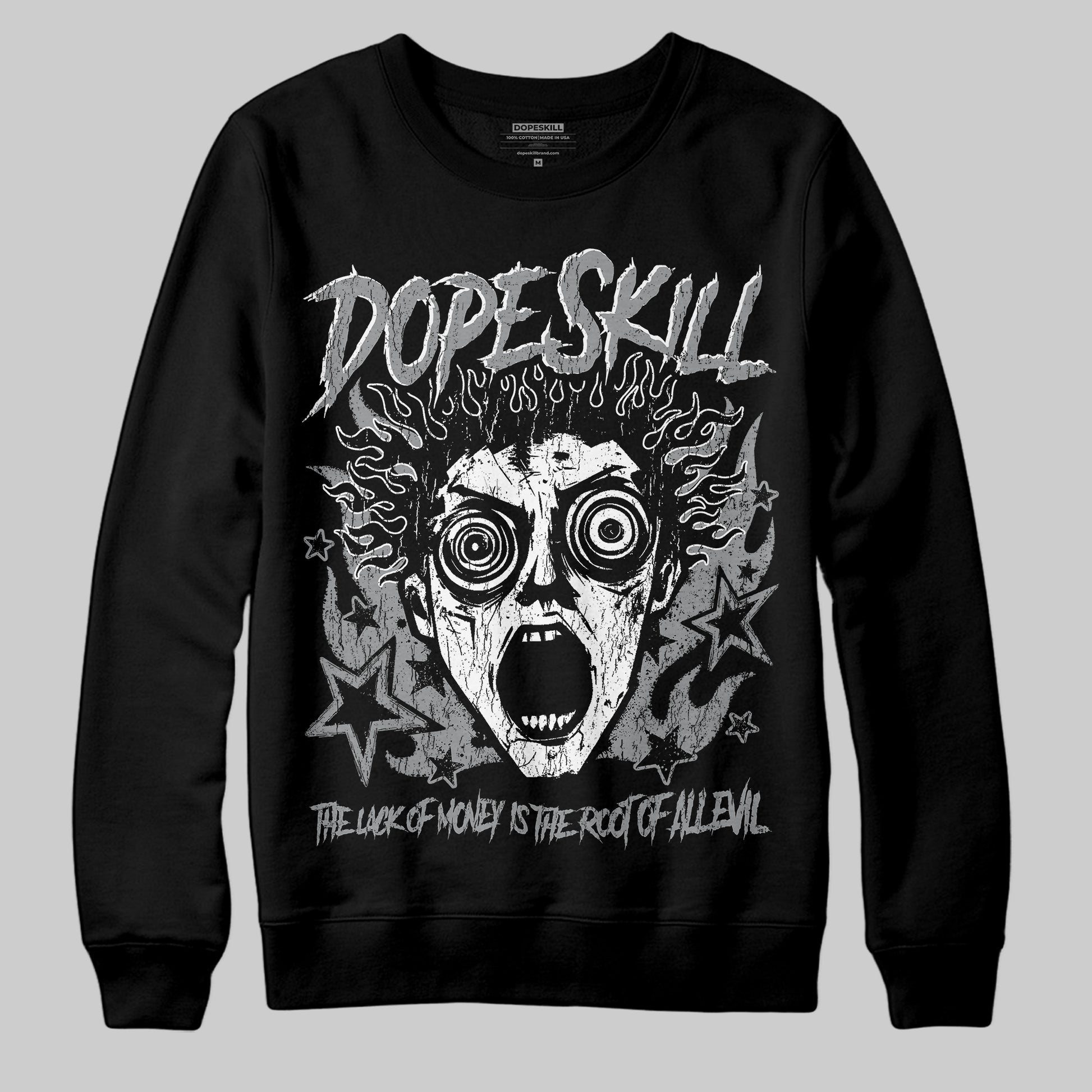 Jordan 5 Retro Wolf Grey (2026) DopeSkill Sweatshirt Root of Evil Graphic Streetwear - Black