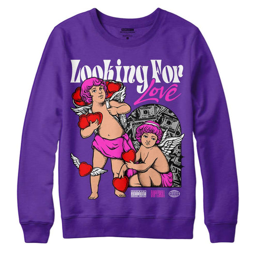 Jordan 13 Court Purple DopeSkill PurpleSweatshirt Looking For Love Graphic Streetwear