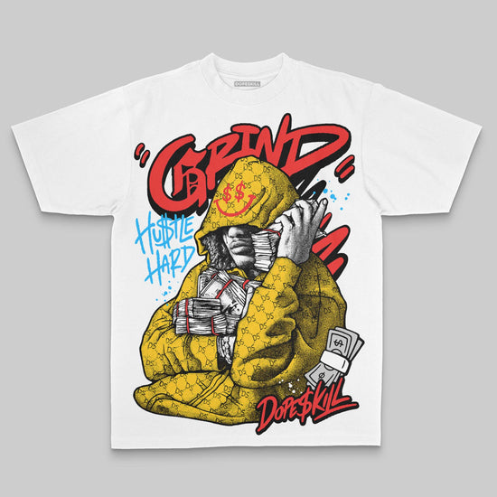 Yellow Oversize Print Grind Pray DopeSkill Graphic Premium T-shirt Streetwear - White