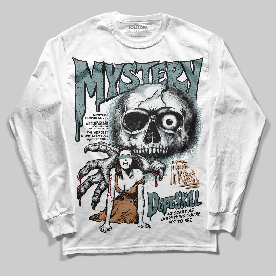 Nike Air Max 1 Low Poly “Adventure” DopeSkill Long Sleeve T-Shirt Mystery Ghostly Grasp Graphic Streetwear - White