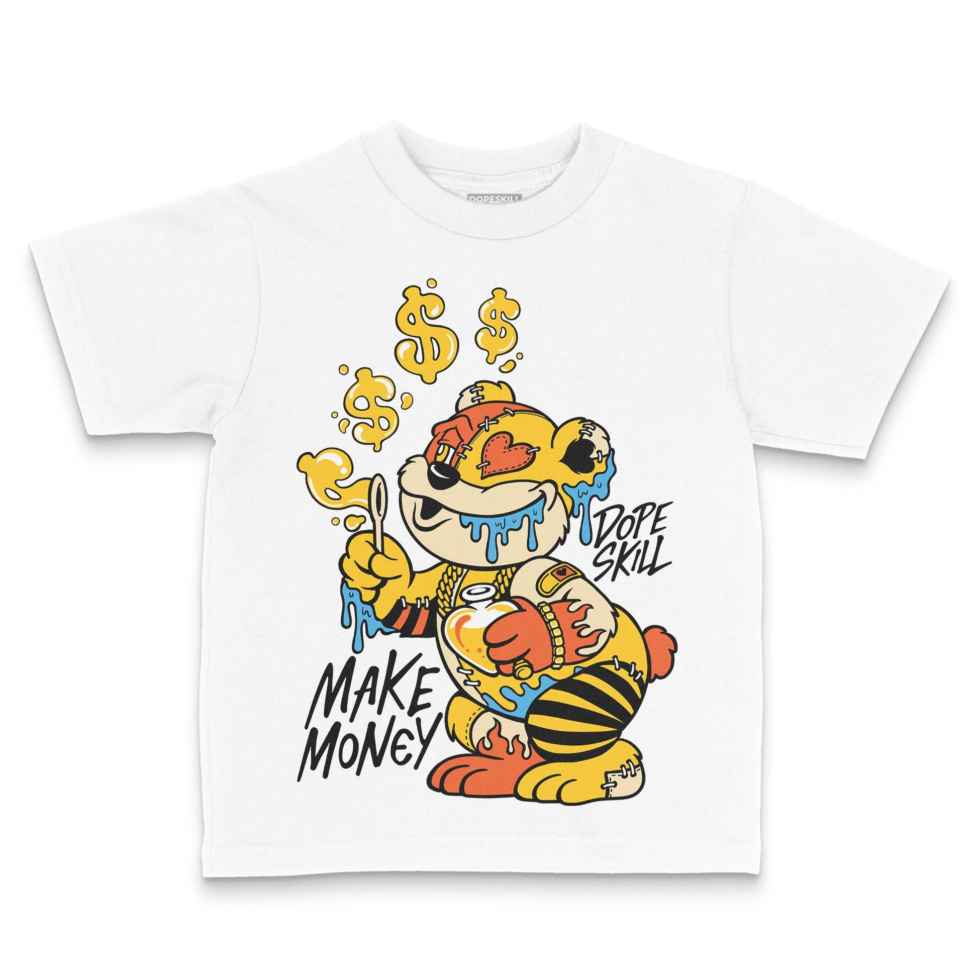Yellow Sneakers DopeSkill Toddler Kids T-shirt Make Money Graphic Streetwear - WHite 