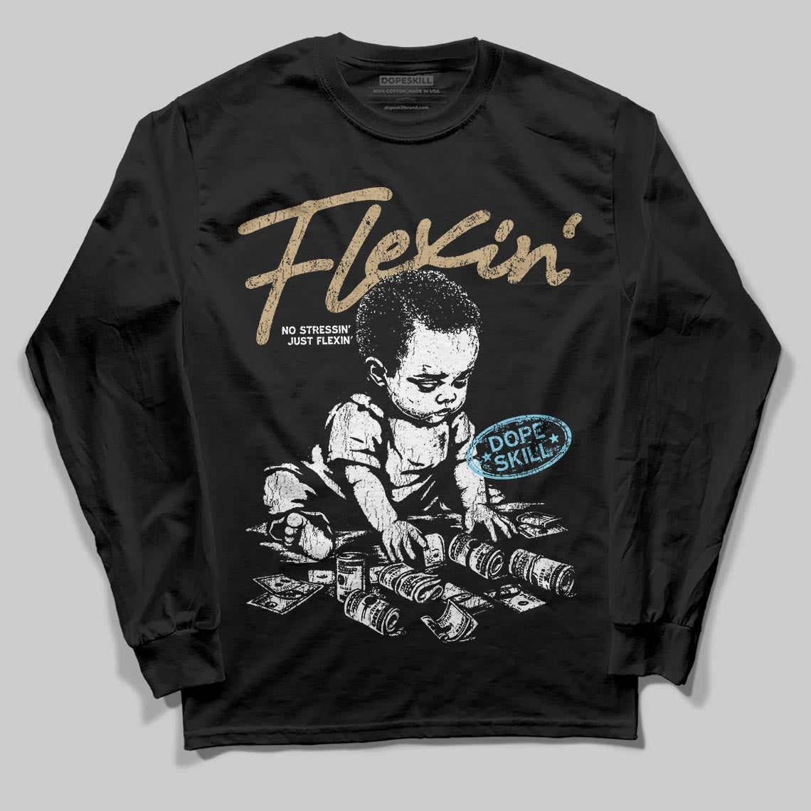 Jordan 11 City Pack “H-Town” DopeSkill Long Sleeve T-Shirt Flexin' Graphic Streetwear - Black