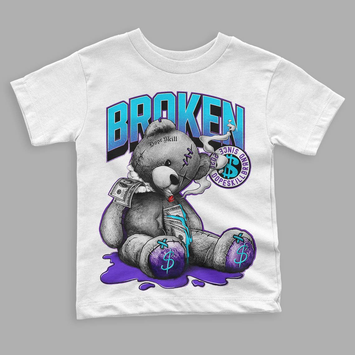 Jordan 6 "Aqua" DopeSkill Toddler Kids T-shirt Sick Bear Graphic Streetwear - White 