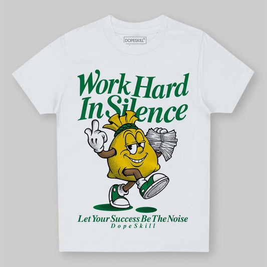 Green Sneakers DopeSkill Toddler Kids T-shirt Work Hard In Silence Graphic Streetwear - White